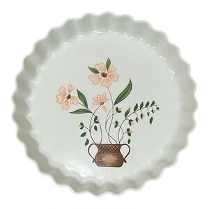 Countryside Stoneware Collection 10” Floral Vintage Ruffled Pie Dish